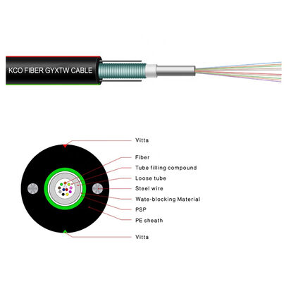 24 Cores Single Mode Direct Burial GYXTW Fiber Cable Outdoor Fiber Optic Cable for Aerial Duct Networks
