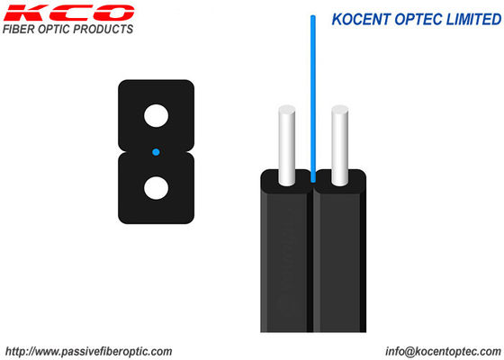 G657A 1core 2wire LSZH ব্ল্যাক ইনডোর এফটিটিএইচ ড্রপ ফাইবার অপটিক কেবল