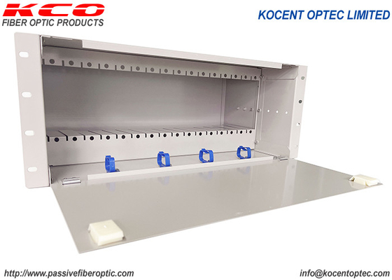 PON FTTH FTTX 19'' 4U ফাইবার অপটিক পিএলসি স্প্লিটার 14 স্লট 16 স্লট চ্যাসিক ওডিএফ প্যাচ প্যানেল